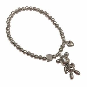 New Silver Beaded Bear Bracelet